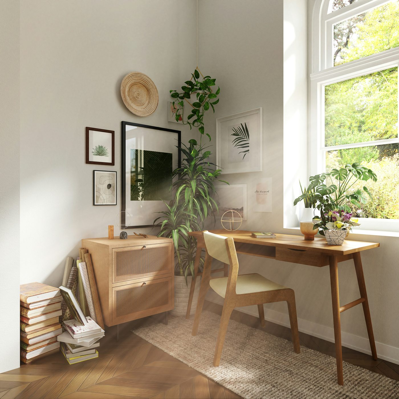 Home office nook with natural light